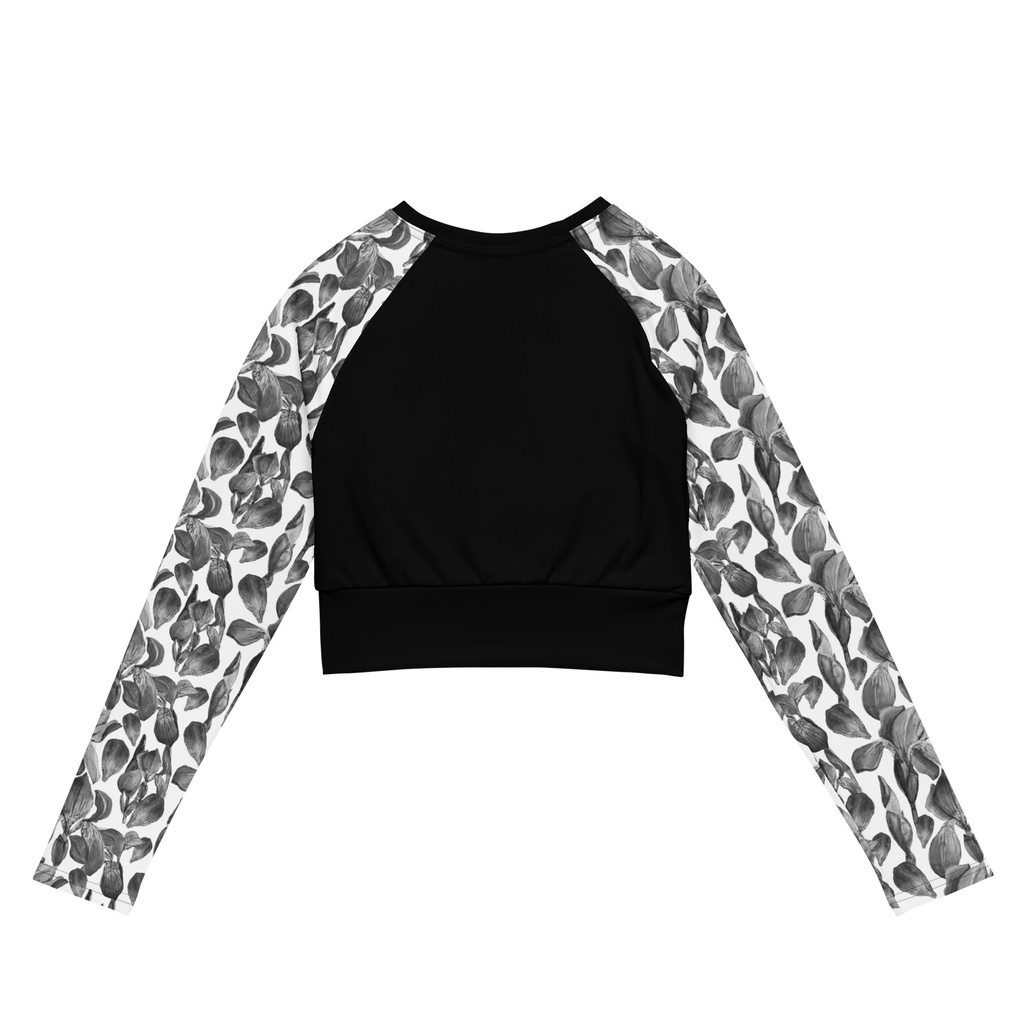 Crop Top Floraison Noire